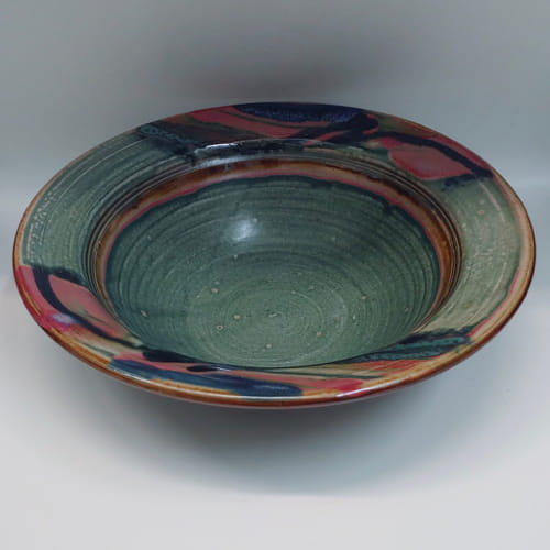 #220117 Bowl Green 12.5x3.5. $19.50 at Hunter Wolff Gallery